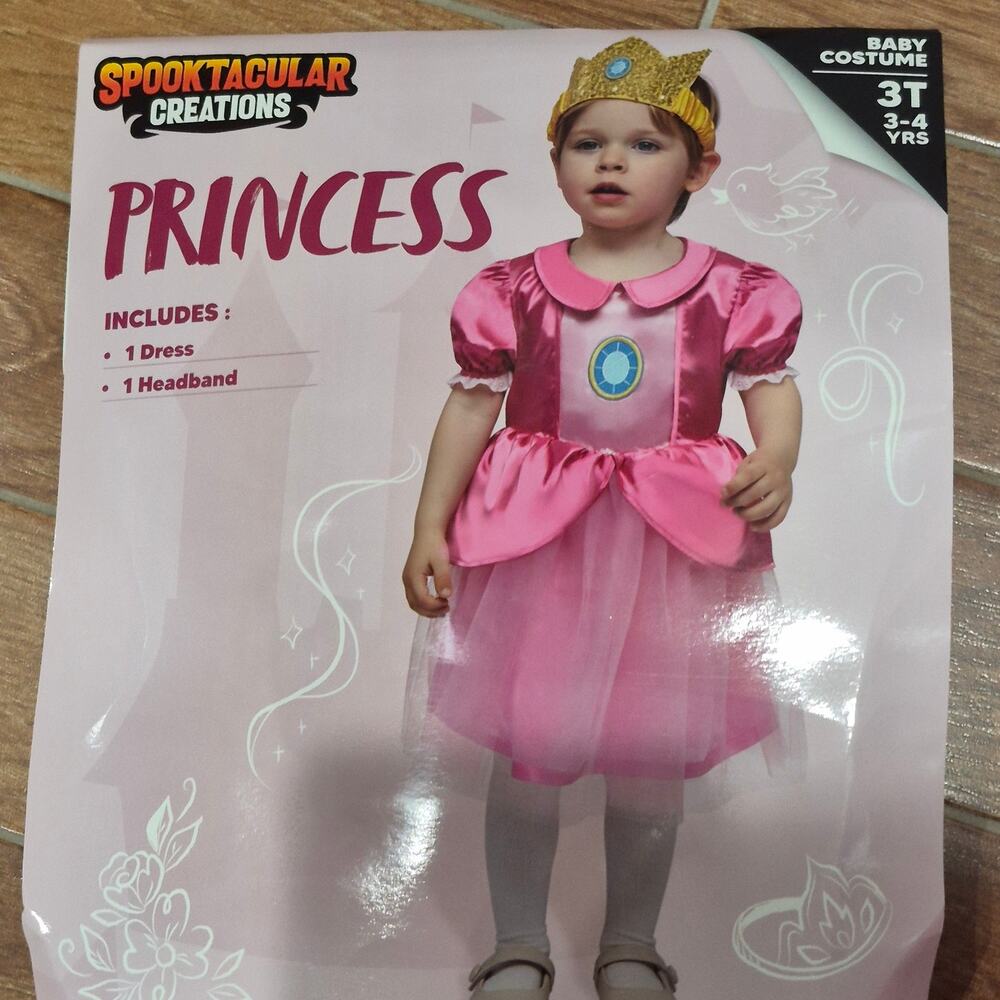 NEW spooktacular Halloween Costume PINK princes Peach Dress Girls size 3T